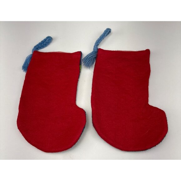 Handmade Needlepoint Snowman Mini Christmas Stockings Mom Dad Set Bright Colors - Picture 4 of 10